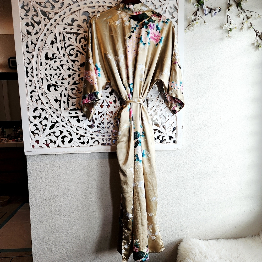 KIM + ONO BLOSSOM & PEACOCKS LONG KIMONO ROBE NWT ONE SIZE - Picture 14 of 16